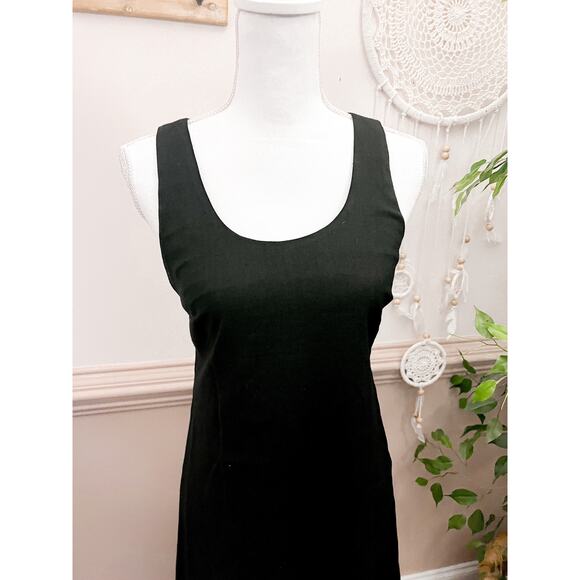 Halston Mazie Racer Back Linen Dress Black Size Small NWT - Picture 2 of 7